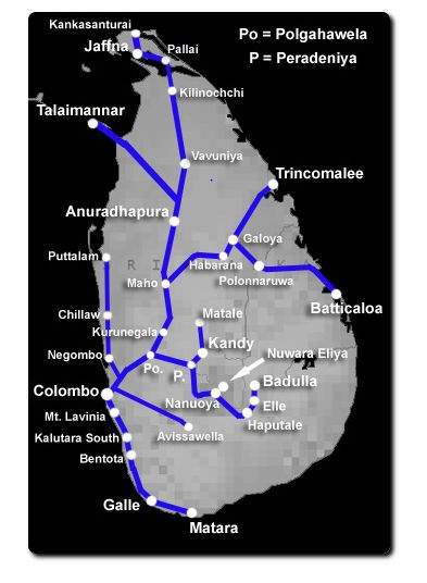 Zug-Karte von Sri Lanka
