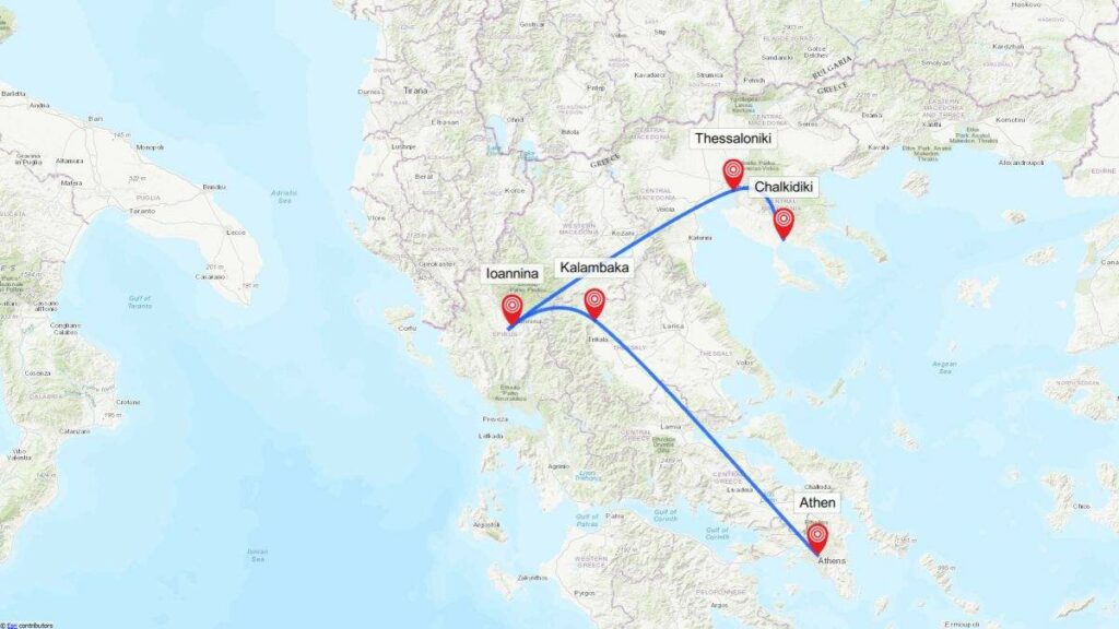 Route durch Griechenland