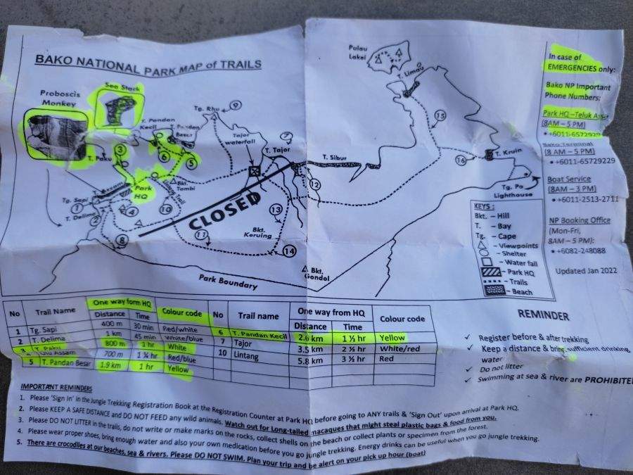 Trail Map Bako Nationalpark
