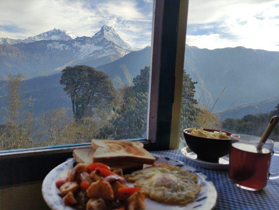 Breakfast with a view in Ghorepani